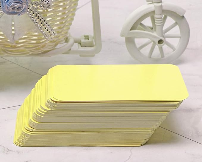 Penta Angel 100 Pcs Mini Paper Blank Gift Notes Cards DIY Craft Small Word Business Message Cards (Light Yellow)
