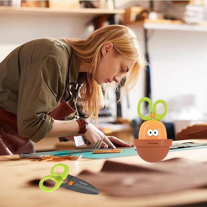 Dravilloy4.73" Carrot-Shaped Safety Scissors with Storage,Office ，Home Scissors for Arts and Crafts,Blunt tip Scissors for Kids. Craft Plastic Scissors for Preschool Supplies and Scrapbooking Supplies