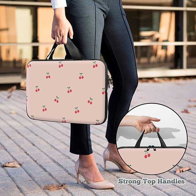 Universal Laptop Sleeve Tablet Case 12 inch, Pink Cherry Slim Carrying Case Durable Handbag Travel Laptop Bag for Surface Pro 9 8 7/Laptop Go 2 3, MacBook Air 11/12
