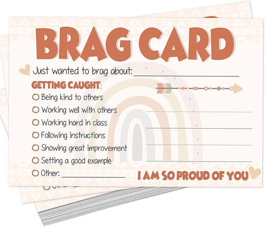 LOVEDMORE Boho Classroom Brag Cards for Teachers, Preschool, Elementary Classroom Incentives Cards for Students