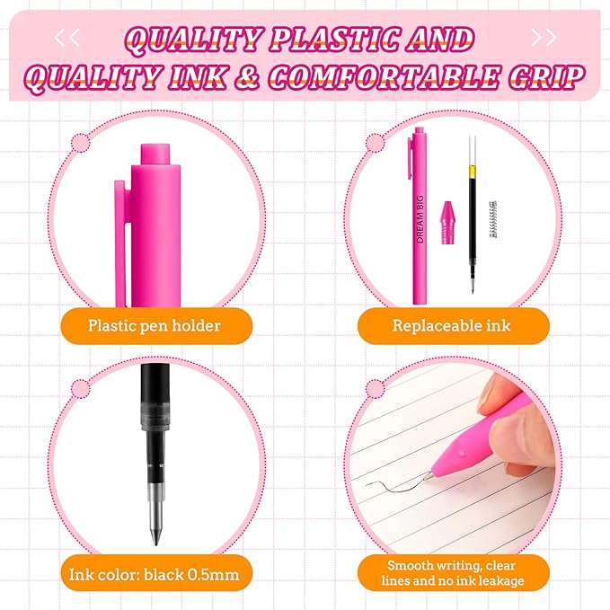 50 Pcs Gel Ink Pens Motivational Inspirational Quote Pen Retractable Rolling Ball Smooth Writing for Coworkers Supplies Office Home(Elegant Color,Boss Lady)