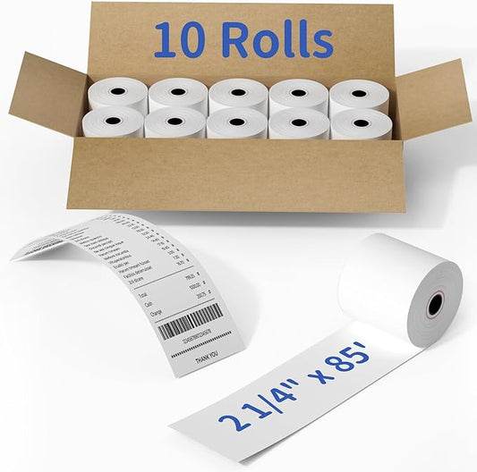 MPRT 10 Rolls 2 1/4" x 85' Thermal Paper, BPA Free Receipt Paper, 58mm Thermal Receipt Paper for Cash Register POS Printer Square Terminal Credit Card Machine