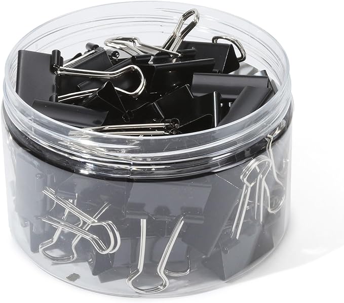 Binder Clips,Mini Binder Clips, Paper Clips (60Pcs) 0.6 Inch,Black Metal Paper Clamps for Office, Home, School
