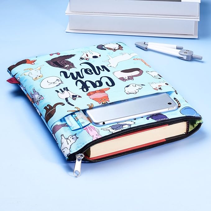 Book Sleeve for Book Lovers, Bookish Book Protector, Book Covers for Paperbacks, Washable Fabric, Book Sleeves with Zipper, Medium 11 Inch X 8.7 Inch
