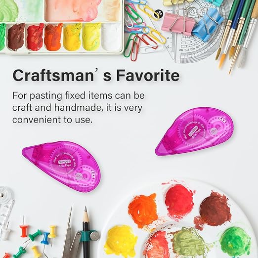 Glue Runner Permanent, Double Sided Adhesive Scrapbook Runner Tape Roller, 0.3-inch by 360-Inch, Permanent Adhesive Dots Roller Applicator - 12 Packs Rose