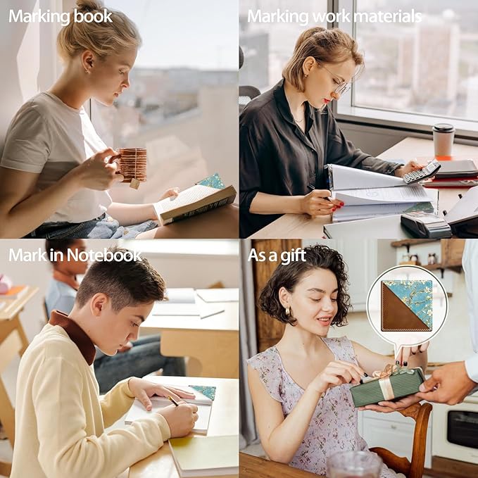 Personalized Leather Bookmarks, Fun & Cute Book Accessories for Reading Lovers, Unbreakable Page Markers for Women Men Girls Boys Student Teacher Kids Retirement Birthday Gifts (Apricot Blossom)