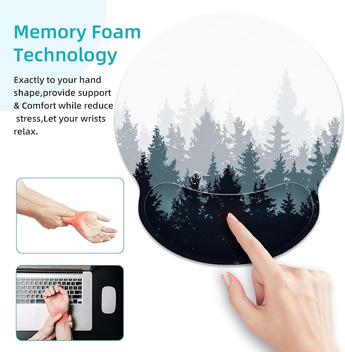 Ergonomic Mouse Pad with Wrist Support,Forest Mouse Pad with Wrist Rest,Relieve Wrist Pain Mousepad Non-Slip Rubber Base,Mouse Pads for Desk,Computers,Laptop,Office,Home,Gaming,Accessories