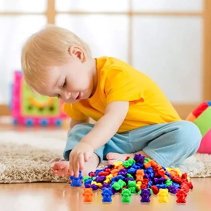 Timoo Colored Counting Bears, 60 PCS Color Sorting Bears (Green & Purple & Blue & Orange & Red & Yellow)