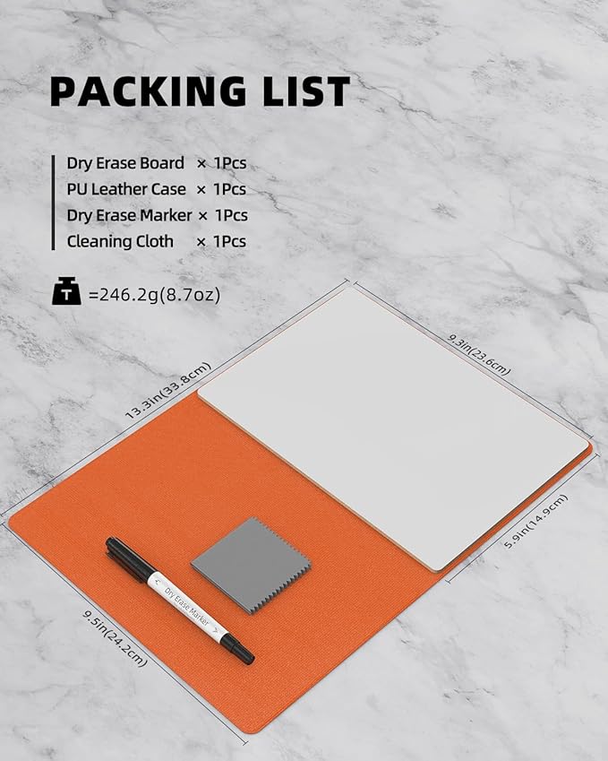 Small Dry Erase Board with Stand for Desk, Portable Reusable Desktop Notepad, 9.5 * 6.6in Memo White Board,Office Home Supplies Desk Accessories MH770 (Orange)