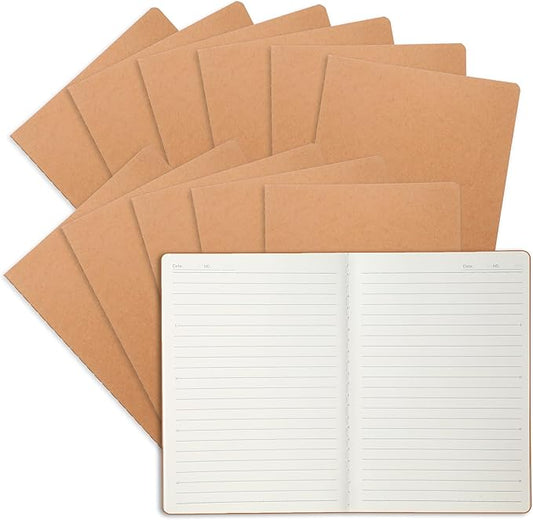miikoul 12 Pack A5 Kraft Paper Notebook Lined Journal Bulk, 8.3 x 5.5 Inch, 60 Pages/30 Sheets, 80GSM, Travel Notebook Notepad for Adult, Students, Gift, School, Office Supplies