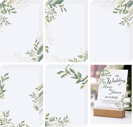 PerKoop 50 Pcs Blank Note Cards Decorative Notecards 4x6in Greenery Floral Notecards Printer Paper Cardstock Cards for Wedding Office DIY Drawing Thank Greeting Supplies(Eucalyptus)