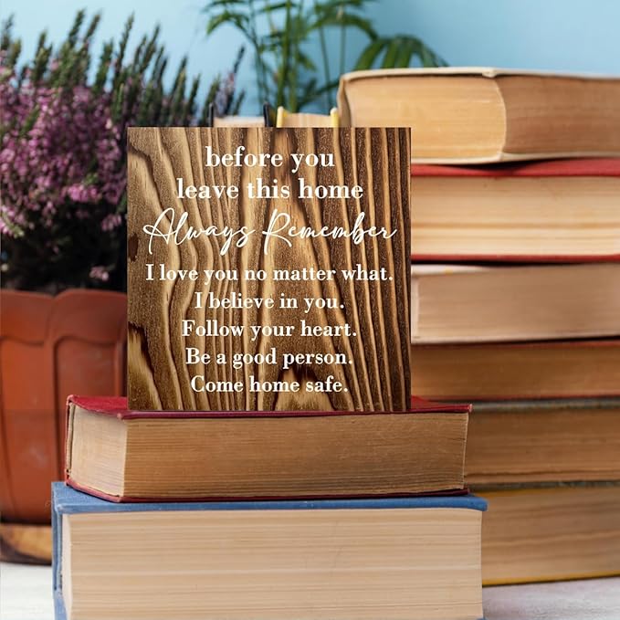 Inspirational Home Farmhouse Decor Desk Decor Wooden Box Sign Always Remember You are Braver Than You Think Rustic Wood Block Plaque Box Sign for Women Family Shelf Table Decoration Roasted Color