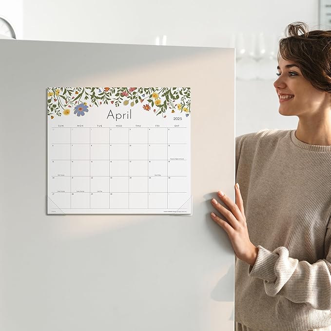 Cabbrix Magnetic Calendar for Fridge, 2025-2026 Refrigerator Calendar Runs From January 2025 to June 2026, Fridge Calendar 13 x 11-1/2 Inches for Planning and Organizing Your Life, Floral