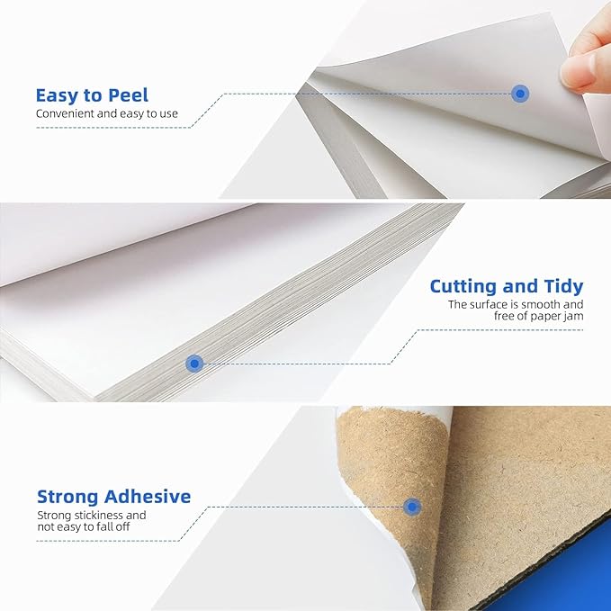 6 Per Sheet Label Address Labels 3-1/3" x 4" Self Adhesive Sheets Shipping Labels Easy Peel & Feed White Stickers for Laser & Inkjet Printers (500 Sheets, 3000 Labels)