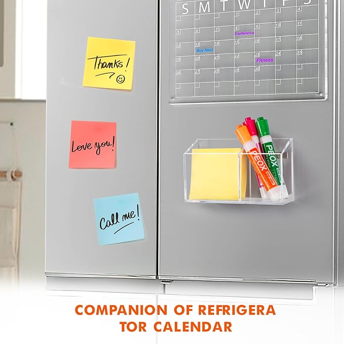 BEYGORM Magnetic Dry Erase Marker Holder for Whiteboard,Non-slip Acrylic Magnet Pen Holder for Fridge Refrigerator,Locker Organizer for Work,Locker Accessories,Pencil Cup for Desk,Marker Organizer