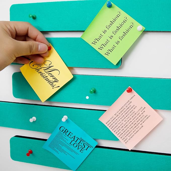 Felt Pin Board Bar Strips Bulletin Board for Bedrooms Offices Home Wall Decoration, Notice Board Self Adhesive Cork Board with 35 Push Pins for Paste Notes, Photos, Schedules