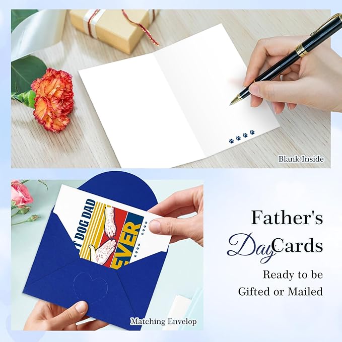 FaCraft Funny Fathers Day Card for Best Dog Dad Ever, 4 x 6, Happy Fathers Day Card with Envelope from Daughter Son Wife