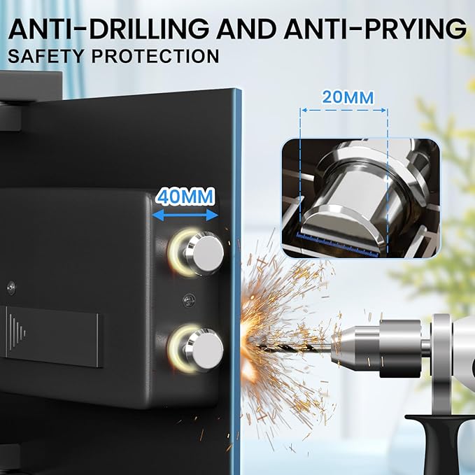 Kavey 0.8 Cub Safe Box, Biometric Safe with Backlit Touch Screen Keyapd and Fingerprint Lock, Home Safe with Dual Alarm System and Mute Function, Small Safe Box for Money Documents Valuables, K-25W