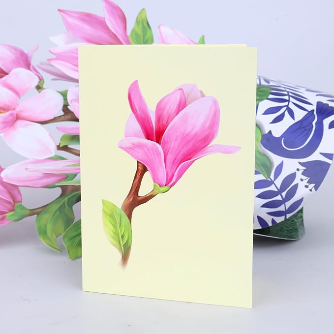 Airpark Paper Pop Up Cards, Magnolia Flowers & Bird, 12inch Paper Flowers 3D Popup Cards with Blank Note Card and Envelope for Birthday, Anniversary, Easter, Get Well Gifts for Women Lover
