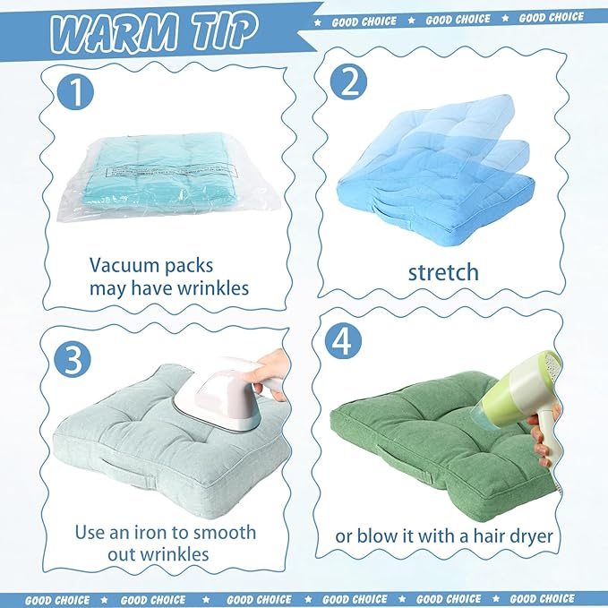 Gerrii 8 Pieces Floor Cushions for Kids Classroom Flexible Floor Seating Cushions Floor Pillows for Home School Kindergarten Daycare Nursery(Blue and Green Series,Square)