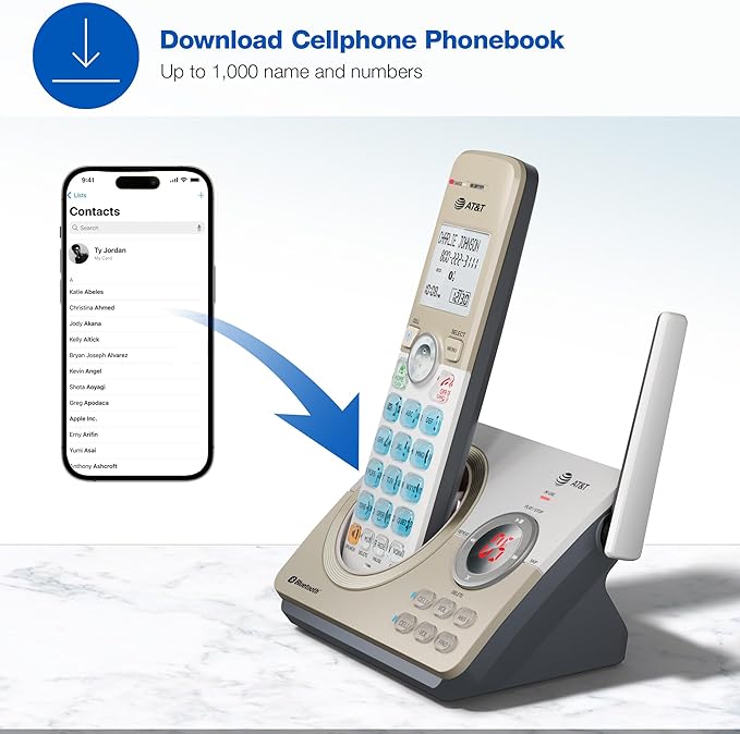 AT&T DL72319 DECT 6.0 3-Handset Cordless Phone for Home with Connect to Cell, Call Blocking, 1.8" Backlit Screen, Big Buttons, intercom, and Unsurpassed Range