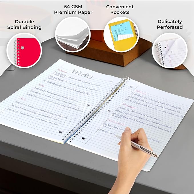 720 Packs (Pallet) 3 Subject Notebooks, Spiral Notebook Bulk, Wide Ruled, Pallet of Notebooks, 150 Sheets (300 pages), 8 x 10-1/2", Bulk Spiral Notebooks for School & Office, 4-7 Days Transit