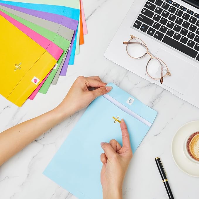 Geyee 300 Pcs 6 x 9 Inch Clasp Envelopes Manilla Envelopes Gummed Mailing Envelopes 28lb Kraft Clasp Closure for Storing or Mailing Colored Envelopes for Home Office Business(Bright Color)