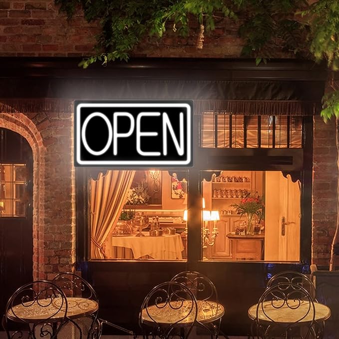 Open Signs for Business Ultra Bright LED Neon Open Signs 16 Inch Plug In Electric Light Up Open Sign with Hours ON/OFF Switch for Business Storefront Window Glass Door Shop Florists Bar Salon Cafes