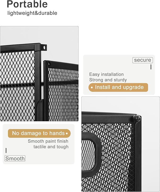 Oterri Hanging File Organizer, Metal File Organizer, Portable Desktop File Organizer for Letter Size Folder, Mesh Hanging File Crate for Office,Folders Not Included(Cool Black,2 Pack)