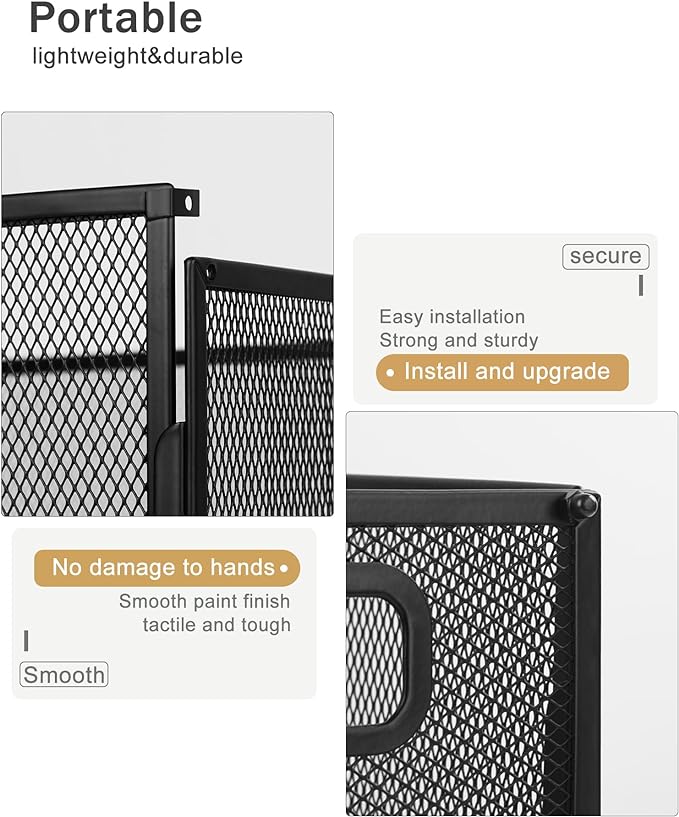 Oterri Hanging File Organizer, Metal File Organizer, Portable Desktop File Organizer for Letter Size Folder, Mesh Hanging File Crate for Office,Folders Not Included(Cool Black-Large,1 Pack)