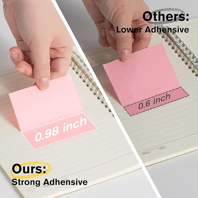 HappyHapi Sticky Notes 3x3 Inches Bulk 8 Pack Colored Self-Stick Pads, Colorful Sticky Notes 80 Sheets/Pad, Easy to Post for Office Supplies, School, Home