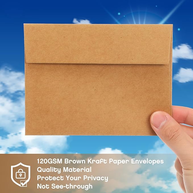 Fainne 800 Pack A2 Brown Envelopes, 5.75x 4.375 Envelopes for Invitation, Kraft Envelopes 120 Gsm Gift Card Envelopes for Office, Gift, Party, Baby Shower,wedding