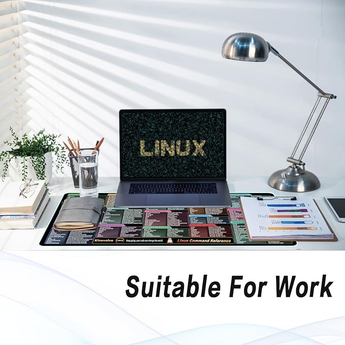 Linux Commands Mouse Pad,200+ Commands Desk Mat,Shortcuts to Kali/Ubuntu/OpenSUSE/Red Hat/Arch/Debian/Unix Programmer. XL Cheat Sheet Mousepad 31.5" x 11.8"