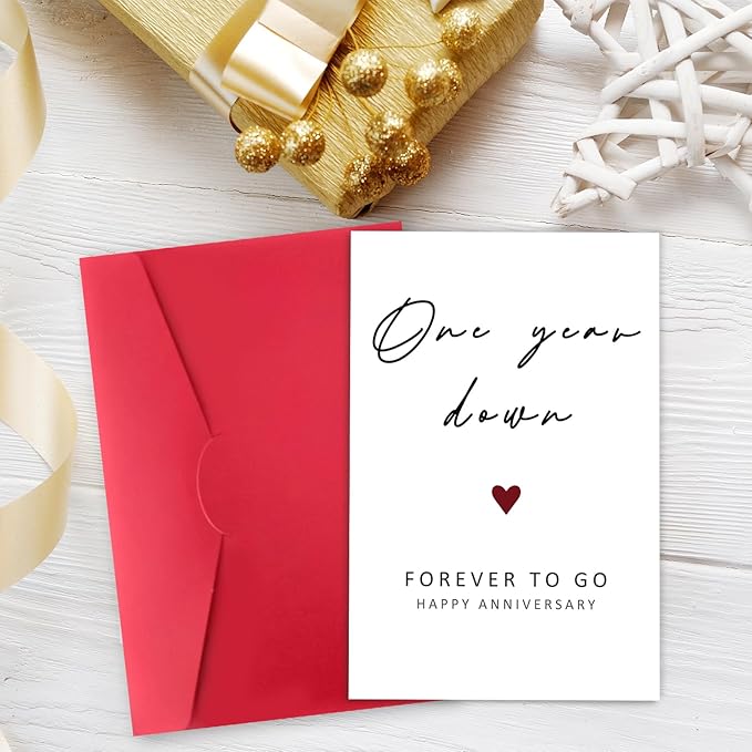 Happy 1st Anniversary Card, Funny 1 Year Anniversary Card, 1st Wedding Anniversary Card for Wife Husband, One Year Card for Girlfriend Boyfriend