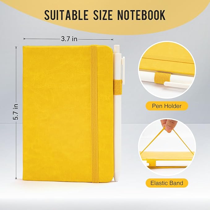 Pocket Small Notebook Journals, 16 Pack ( Lemon Yellow) Mini Notebook 3.7x5.7 Journaling Notebooks for Women Men, Hardcover Lined Note Pads with Pens for Work, Business, Travel Journal, Office Supplies
