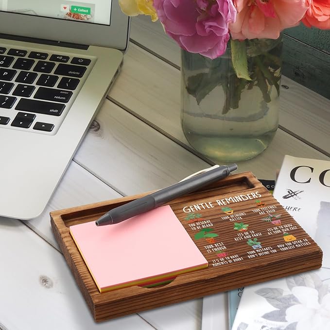 Gentle Reminders Positive Affirmations Sticky Note Holder, Mental Health Gifts for Therapy Office School Counselor, Self Love Compassion Therapist Self-Stick Note Pad Holders ZSS40
