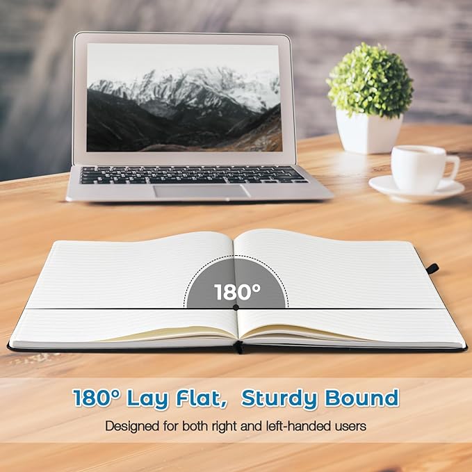 College Ruled Notebook, A4 Hardcover Leather Notebook for Work, Lined Notebook Journal for Women, Men, 192 Thick Paper, 8.5" x 11", Large Notebook with Pockets, Professional Business Notebook, Teal