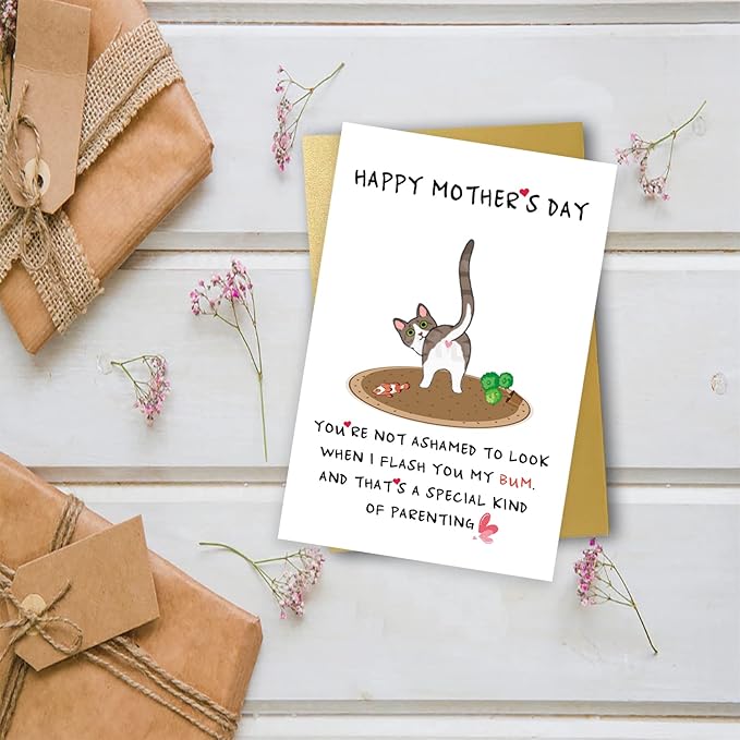OJsensai Best Cat Mom Mothers Day Card, Naughty Cat Mom Gifts for Women, Happy Mothers Day Card from Cat, the Girl Who Loves The Cats