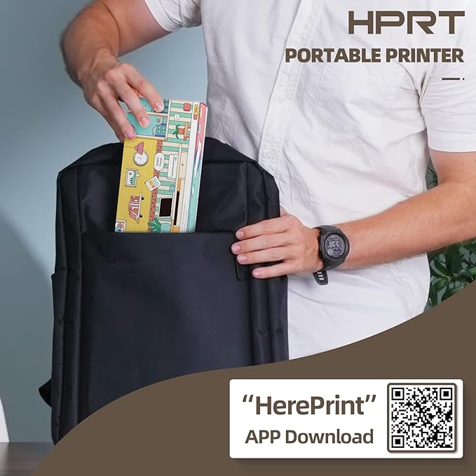 HPRT Portable Printers Wireless for Travel - MT810 Bluetooth Thermal Inkless Compact Printer, Paper Rolls Mobile Printing for Vehicles Office, Compatible with iPhone Android & Laptop