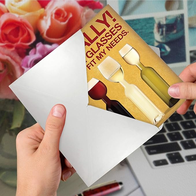 NobleWorks - Funny Happy Birthday Card with Envelope - Colorful Humor Card, Greeting Note - Wine Glass Needs 9978