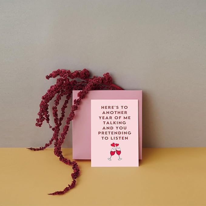 SuperShunhu Funny Valentines Day Card for Husband Wife, Cute Anniversary Card for Boyfriend Girlfriend, Birthday Love Card for Partner, Me Talking You Pretending to Listen