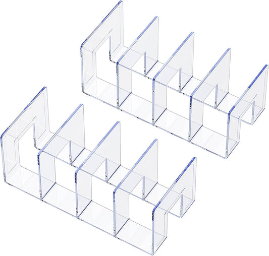 LUGUNU Clear Acrylic Purse Organizer - 4-Section Divider for Handbag Closet Storage - Durable Rack for Purses, Clutches More (Set of 2)