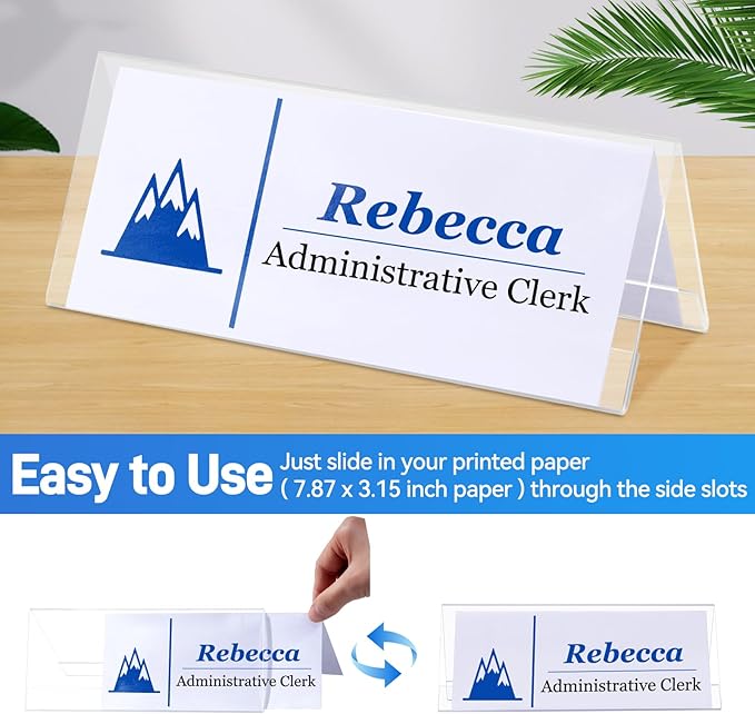 Set of 12 Acrylic Name Plates for Desks 3.15" x 7.87", V-Shape Tent Name Plate Display Clear Name Tent Holders for Office, School Classroom, Home, Conference, Meeting Rooms