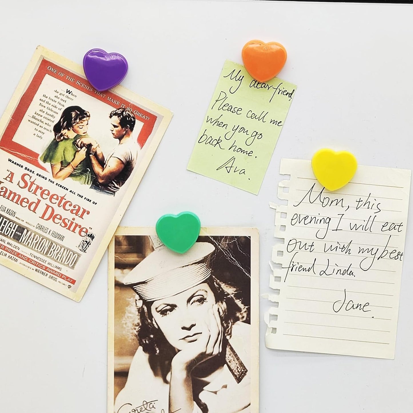 Fridge Magnets, 60 Pcs Mini Cute Magnets for Fridge, Locker, Kitchen, Office (10 Colors, Heart)