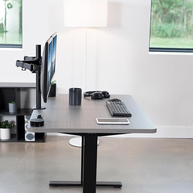 VIVO Universal 48 x 30 inch Solid One-Piece Table Top for Standard and Sit to Stand Height Adjustable Home and Office Desk Frames, Dark Gray, DESK-TOP48-30G