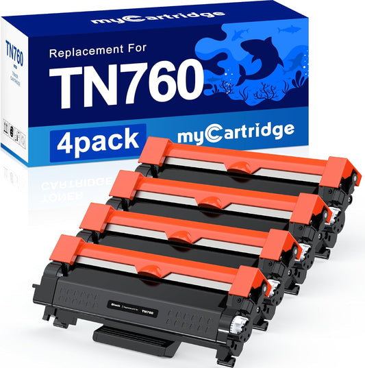 myCartridge Compatible Toner Cartridge Replacement for Brother TN760 TN730 TN-760 TN-730 Toner Use for MFC-L2710DW MFC-L2750DW HL-L2370DW Printer,4 Pack Toner TN-730/TN-760
