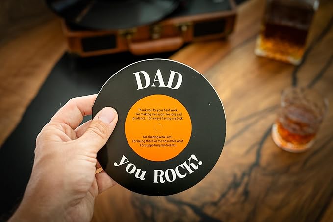 Bee! Father's Day card | Gifts for Dad from daughter, son, kids, wife | Vintage Dad Birthday card | Dad you Rock! - For the Record Vynil Card