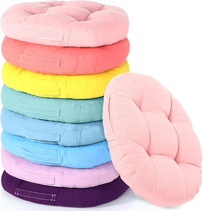 Gerrii 8 Pieces Floor Cushions for Kids Classroom Flexible Floor Seating Cushions Floor Pillows for Home School Kindergarten Daycare Nursery(Classic Color,Round)