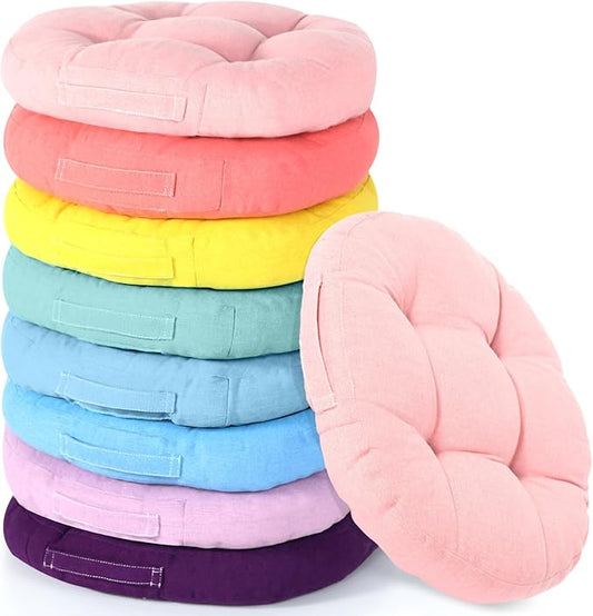 Gerrii 8 Pieces Floor Cushions for Kids Classroom Flexible Floor Seating Cushions Floor Pillows for Home School Kindergarten Daycare Nursery(Classic Color,Round)