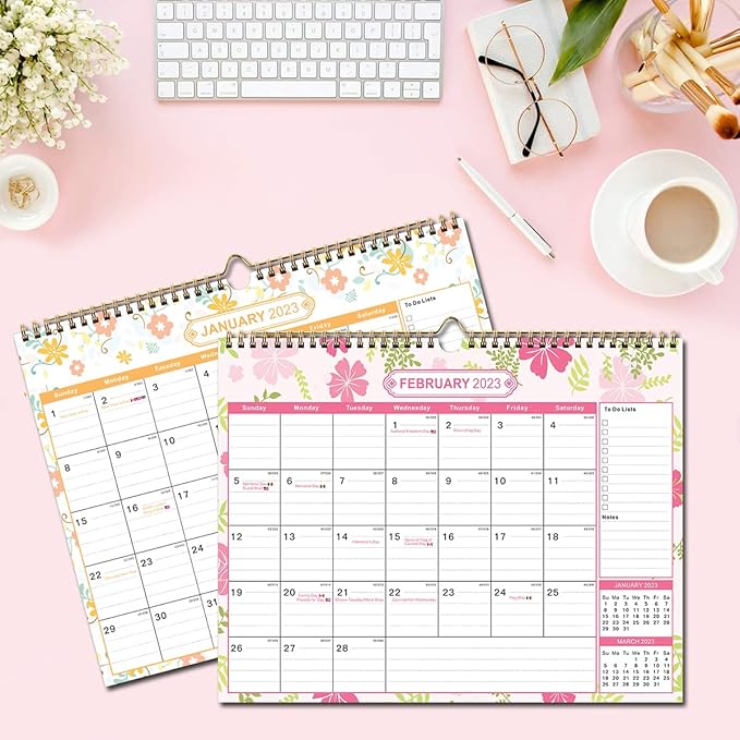 2025-2026 Wall Calendar - 18 Month Calendar from January 2025 - June 2026, 15" x 11.5", Large Blocks, Two-Wire Binding for Planning and Organizing for Home or Office, with Julian Dates